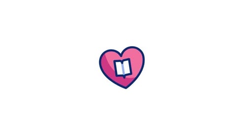 Modern Animated Heart and Book Icon for Literature