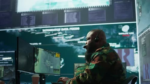 Military Control Room Features Army Personnel Monitoring Surveillance Systems