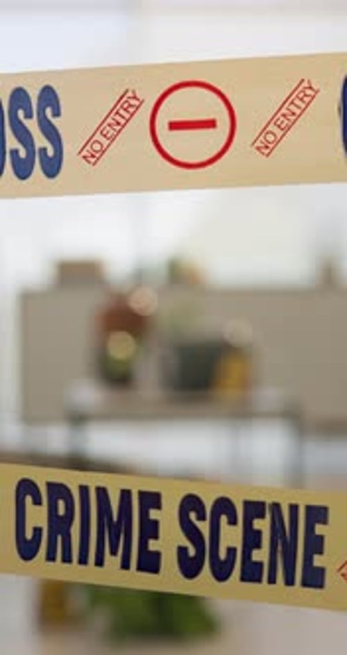 Crime Scene Tape Blocking Entry to Room