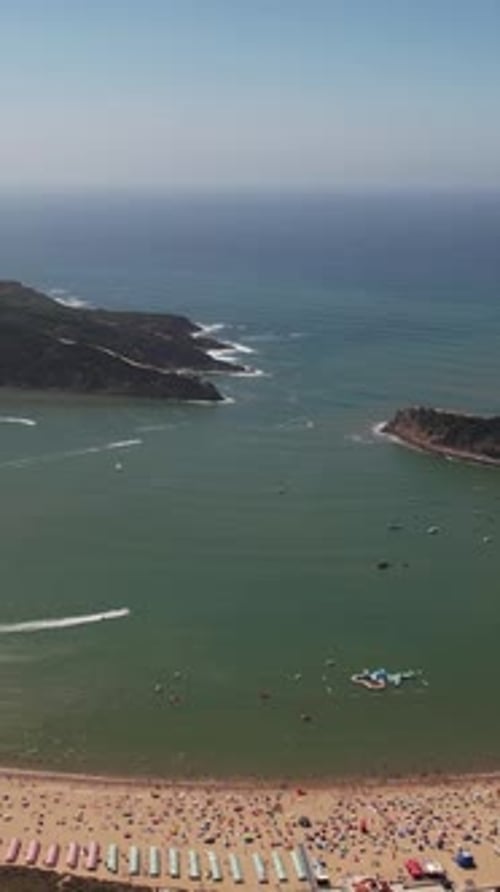 Vertical Video City Beach of São Martinho do Porto, Portugal