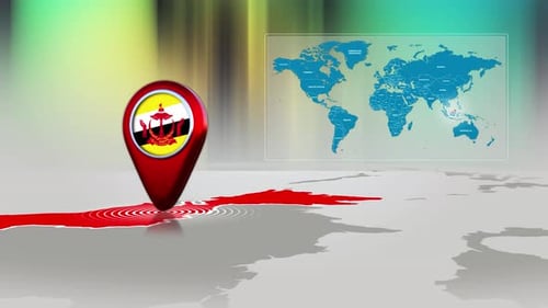 Global Location Pinpoint for Brunei with World Map