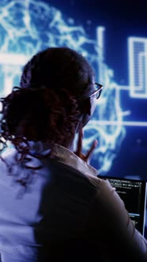 Vertical Video Colleagues Oversee AI Neural Network