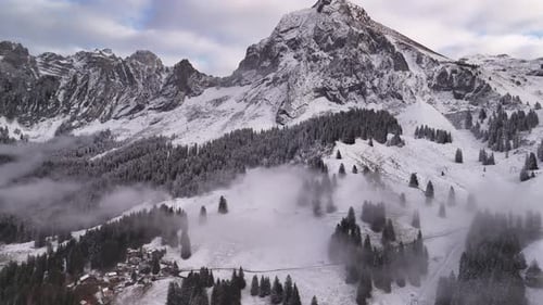 Fronalpstock mountains Glarus Alps snow covered Switzerland winter cold alpine nature
