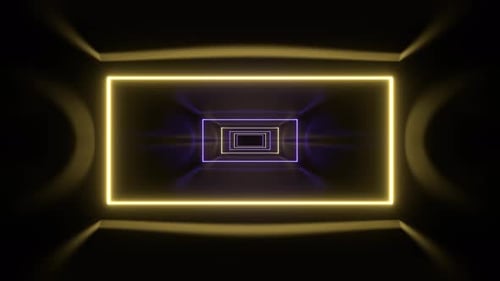 Purple And Yellow Glow Neon Frame Corridor Background Vj Loop In 4K