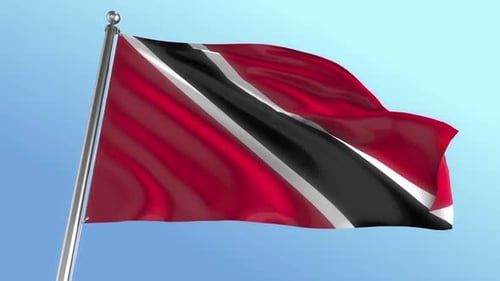 Trinidad and Tobago Flag Waving in Realistic 3D Animation
