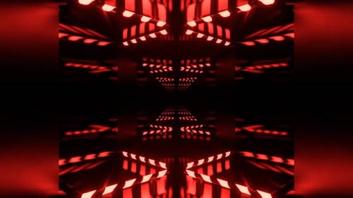 Red Endless Corridor With Abstract Glow Lamps Background Vj Loop In 4K