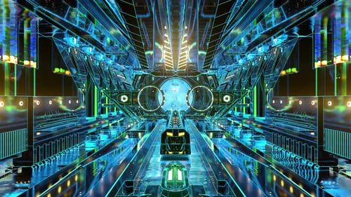 Detailed Mechanical Sci Fi Light Tunnel