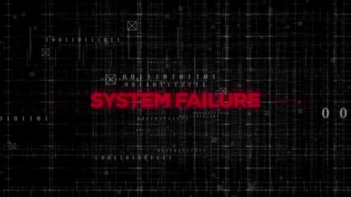 Textanimation bei Systemausfall auf digitalem Hintergrund