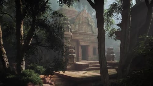 Mayan Temple Surrounded By Trees