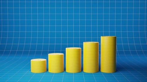 Animated Gold Coin Stacks Financial Growth Chart