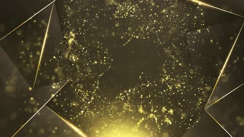 Elegant Golden Particles Background with Abstract Geometric Shapes