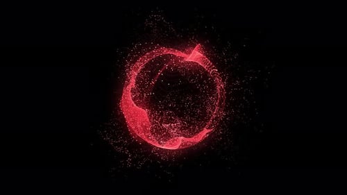 Red abstract sphere animation background. Energy plasma ball.