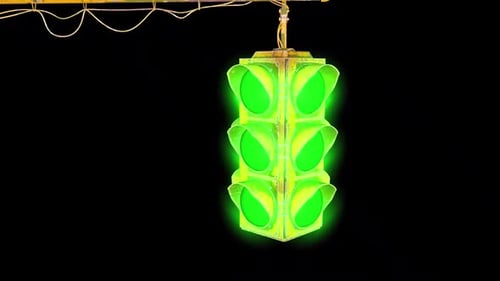 Grungy Traffic Light with Changing Signals Animation