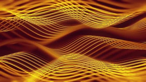 Abstract Golden Wavy Lines Seamless Loop Background