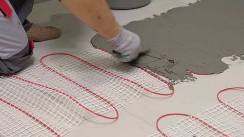 Electric Heating Mat Installing in the Tile Adhesive Underfloor Dual Core Fiberglass Mesh Mat Warm