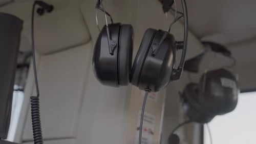 Noise canceling headphones used in airplanes