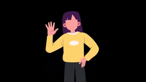 Animated Flat Design Character Waving Hello