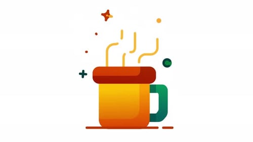 Animated Flat Design Steaming Coffee Cup Icon