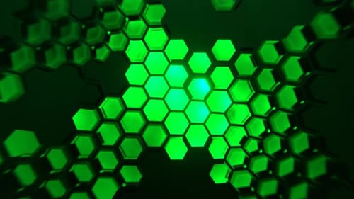 Grüne Cyber-Abstraktion mit sechseckigem Hintergrund VJ Loop in 4K