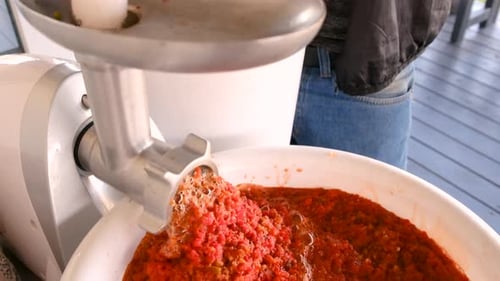 Processing Tomatoes with a Vintage Food Grinder
