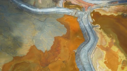 Aerial view of Mining activity. Apocalypse scenery. Earth destruction. Disruption of nature