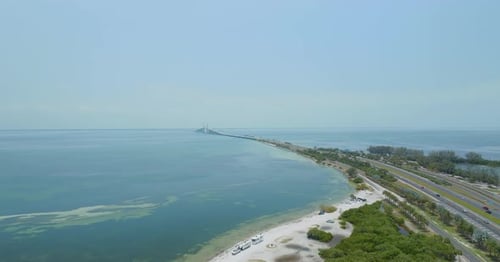 Sunshine Skyway Bridge Aerial view from Highway
