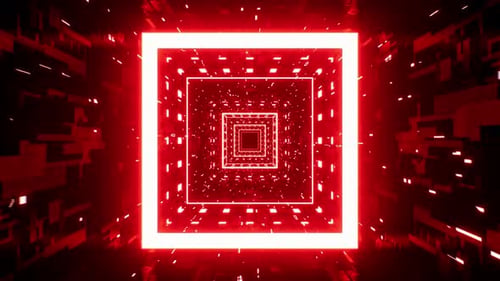 Glow Light Red Square Vj Loop