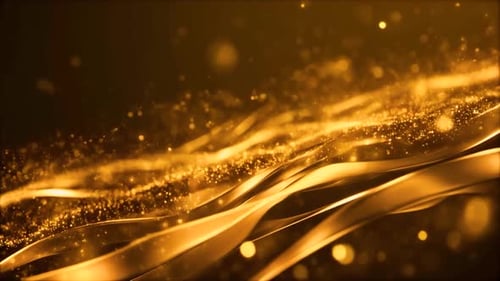 Luxuriöser abstrakter Hintergrund mit goldenen Wellen mit leuchtenden Partikeln