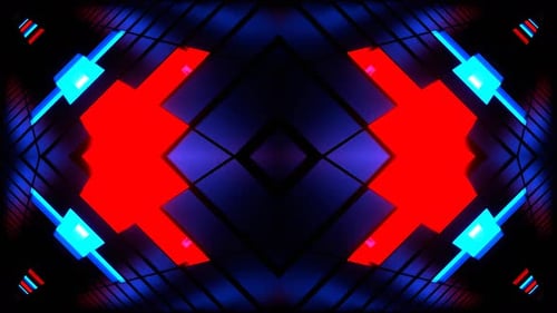 Rotes und blaues Neon Plus Kaleidoskop-Hintergrund VJ Loop In 4K