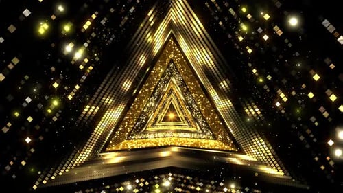 Shimmering Golden Triangular Tunnel Loop Background