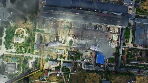 Manufacturing Park with Industrial and Commercial Constructions. Aerial View of Industry Zone