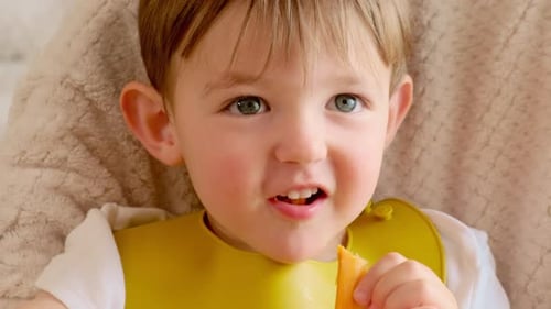 Close Up Of a Toddler Eating a Carrot