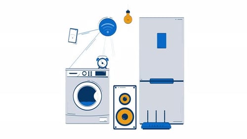 Connected via Wi-Fi smart home appliances doodle animation
