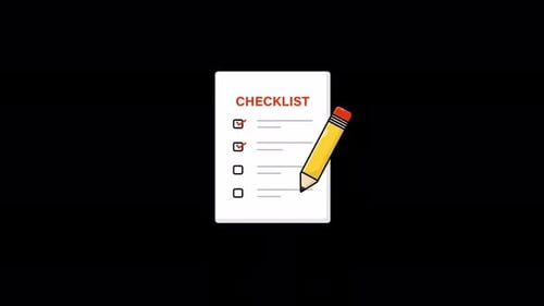 Animated Flat Design Checklist with Pencil Marking Tasks