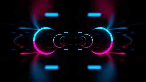 Pink And Blue Track With Neon Rings And Pulsating Markings Background VJ Loop In 4K