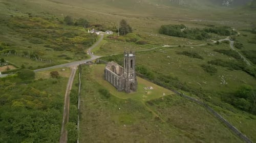 Ireland, county Donegal, Dun Luiche: ruins of the gothic church consecrated in 1853
