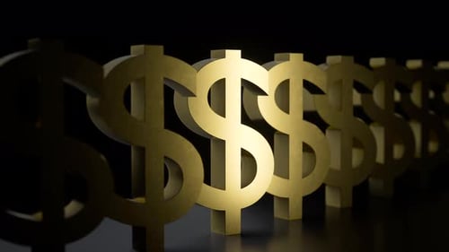Animated Golden Dollar Signs For Financial Business Backgrounds