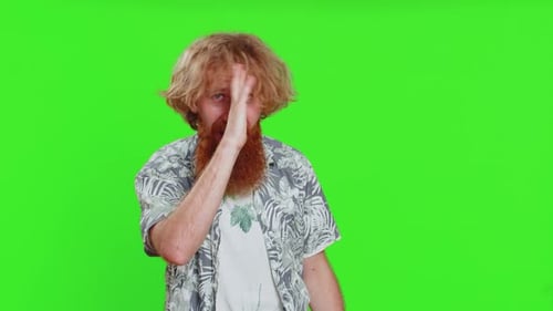 Silly Man Expressing Himself on Green Screen