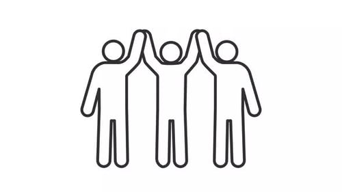 Minimalist Line Animation of People Holding Hands in Unity