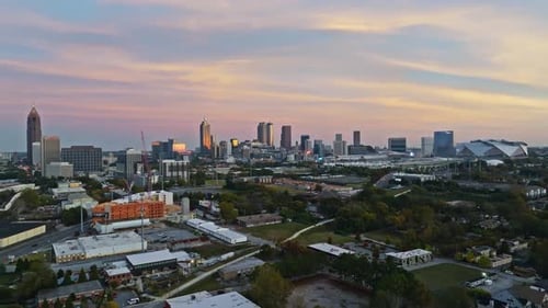 Panoramic Aerial View Of Midtown Atlanta Commercial Neighborhood In Atlanta, Georgia USA.