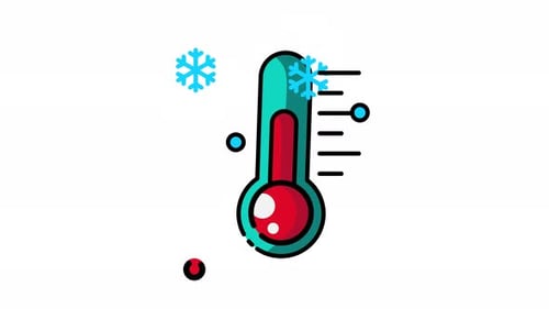Cold temperature icon. Motion graphic animation winter themed