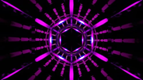 violet tunnel reflect neon lights in vj loop