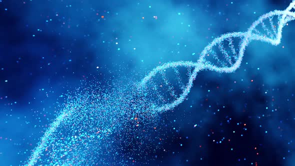 Futuristic DNA Double Helix Rotation in Blue Particle Environment ...