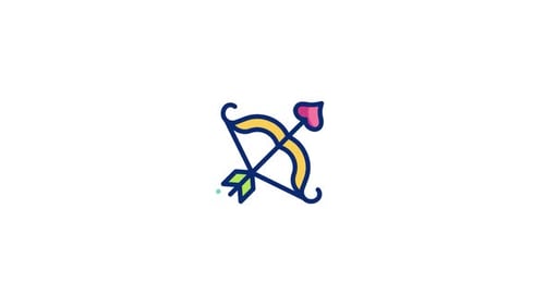 Animated Cupid's Bow with Heart Arrow Icon