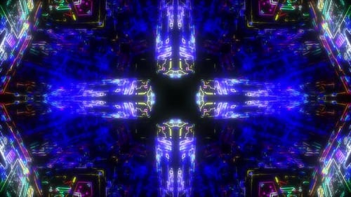 Futuristic Neon Tunnel Kaleidoscope Loop Background