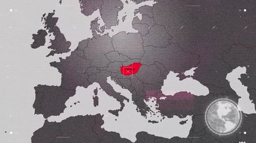 Ungarn-Karte Rot und Grau mit Effekten