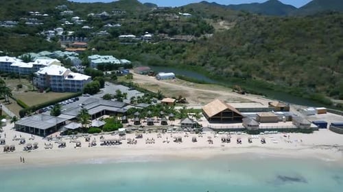 4K Aerial Drone View of Beautiful Bach in St Maarten Anse Marcel Beach White Sandy Beach