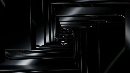 Movement Through a Tunnel of Black Shapes, 3D Render, Exclusive, Reflection, Background