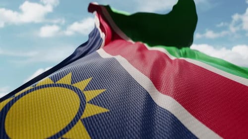 Namibia National Flag Waving Realistic Animation