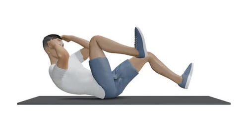 3D Animated Person Performing Bicycle Crunches Exercise